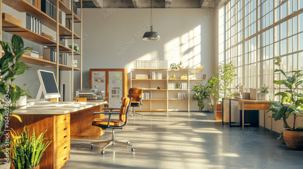 Poster designing the layout and look of an office space.