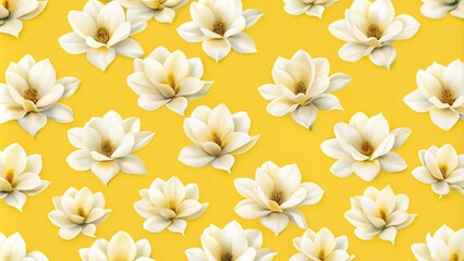 Seamless tilable yellow magnolia flowers pattern