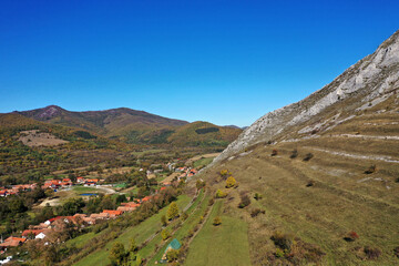 Obraz premium Aerial view of streets of Rimetea, Torocko village in Transylvania, Romania