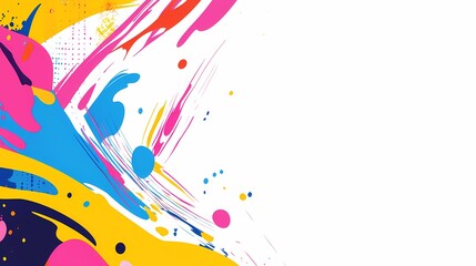 Obraz premium Abstract colorful paint splatters on white background. (2)