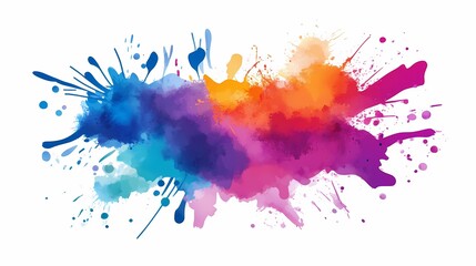 Fototapeta premium Abstract colorful paint splatters on white background. (1)