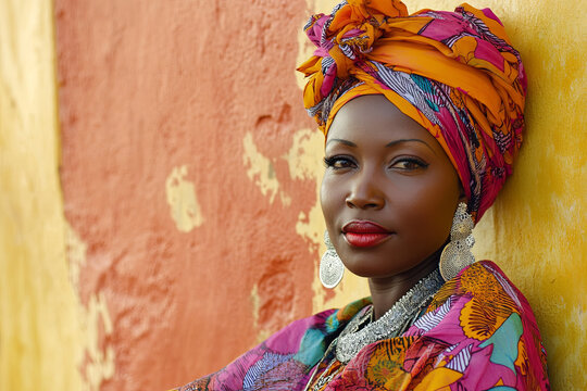 Portrait of a Senegalese woman in traditional boubou dress, Senegal