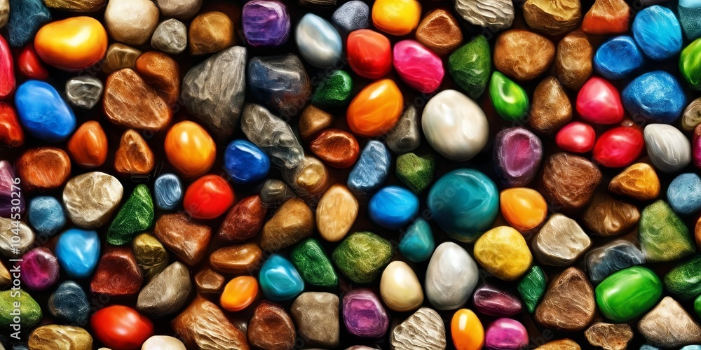 Poster a colorful mosaic of rocks with a variety of colors and sizes