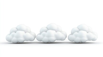 Three fluffy white clouds arranged in a row against a plain background.