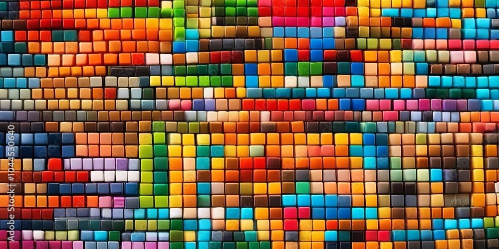 Poster a colorful wall made of many different colored blocks