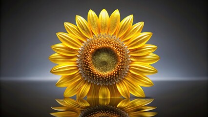 Shiny resin sunflower sculpture with symmetrical design