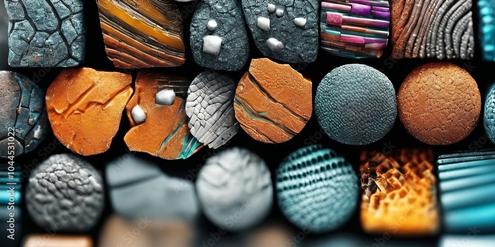 Aufkleber A collection of variously colored and textured objects