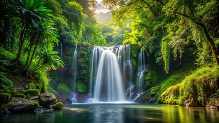 Obraz premium secluded waterfall in lush forest