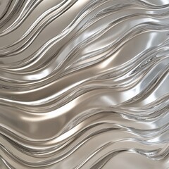 Obraz premium Abstract flowing metallic textures with smooth, shiny surfaces in silver and platinum tones.