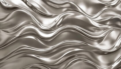 Obraz premium Abstract flowing metallic textures with smooth, shiny surfaces in silver and platinum tones.