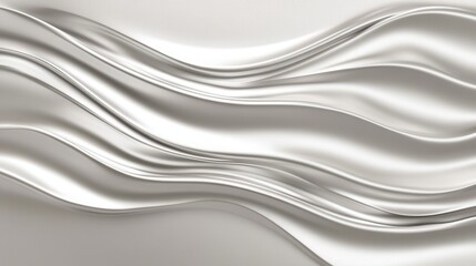 Obraz premium Abstract flowing metallic textures with smooth, shiny surfaces in silver and platinum tones.