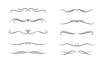 Set of Vintage decorative lines. text dividers. Line border. Lines separators, Borders, Vintage dividers, Underline elements. Vector illustration