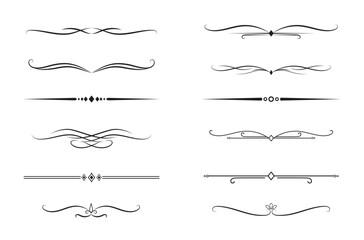 Set of Vintage decorative lines. text dividers. Line border. Lines separators, Borders, Vintage dividers, Underline elements. Vector illustration