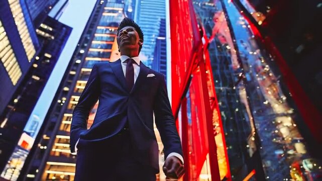 people walking in the niddle of the city between tall buildings