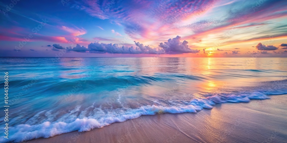 Poster serene ocean twilight scene with depth of field