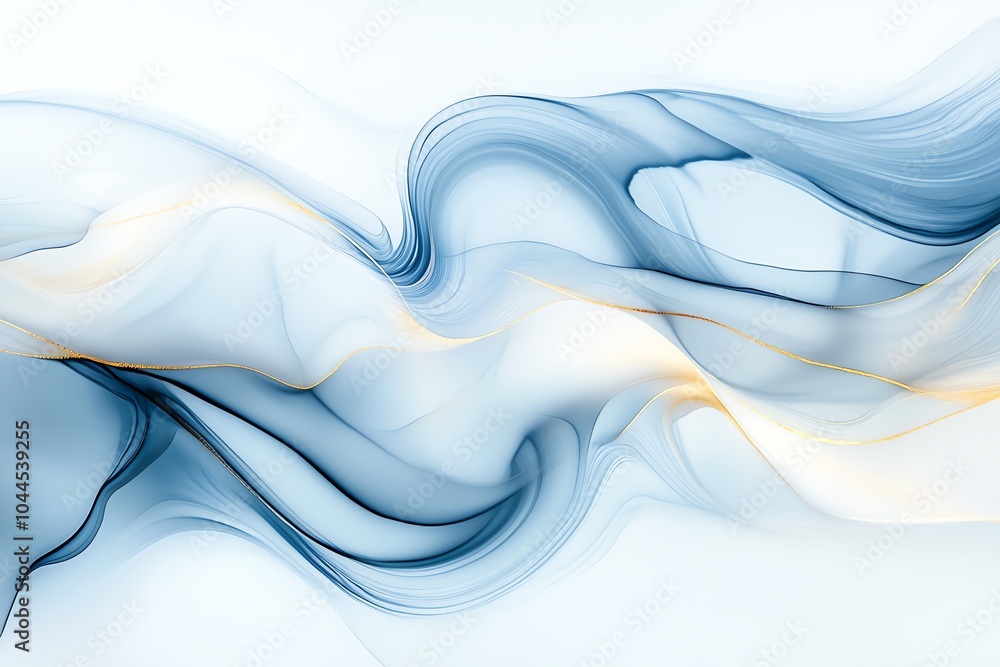 Poster abstract flowing blue and white waves create a serene and elegant backdrop perfect for modern and cr