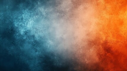 Abstract gradient background with orange, blue, and gray colors, blurred and grainy in texture