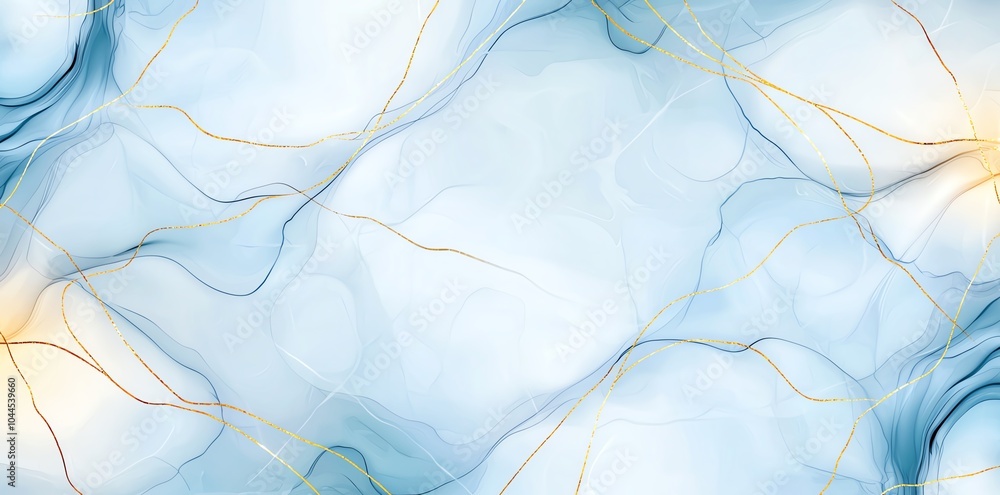 Poster elegant abstract blue and gold background with soft flowing lines and gentle texture, perfect for mo