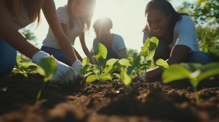 Planting for the Future: A Group of Volunteers Working Together in a Garden