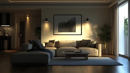 Modern Living Room Interior Design with Sectional Sofa and Natural Light