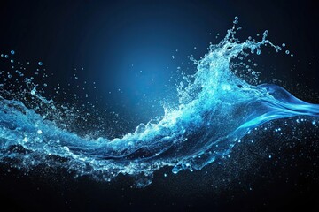 Naklejka premium Shimmering blue dust particles creating a hazy wave effect on a dark background