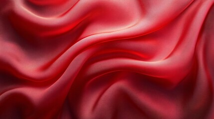 Obraz premium Elegant red satin fabric with smooth, shiny texture and gentle waves creating a luxurious backdrop