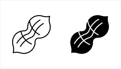 Peanut icon set. Outline of peanut vector illustration on white background