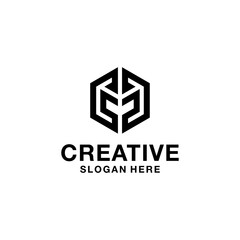 block hexagon technology logo...