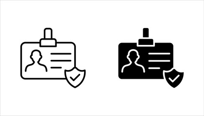 Obraz premium Identification card with verified Check mark. Id card Verification badge Profile icon set. vector illustration on white background