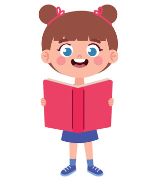 cute little girl reading book