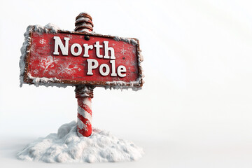 3d render " North Pole" sign isolated white

