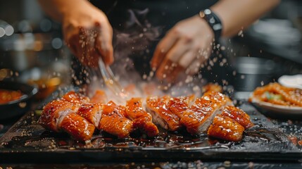 Crispy Roasted Duck Slices with Sesame Seeds and Spices