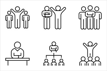 Leadership linear icon set. Boss. Thin line illustration. Teamwork. Personnel, staff. vector illustration on white background