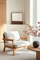 Elegant minimalism a stylish living space with modern furniture and simple decor