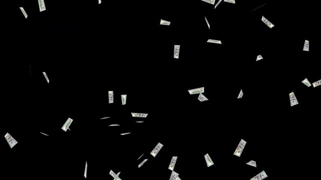 100ドル札のパーティクル $100 particles：CG映像素材（アルファチャンネル付き）CG video material (with alpha channel)