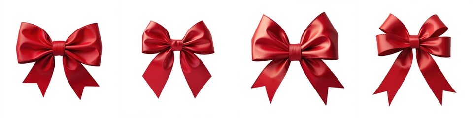 Fototapeta premium Red decorative bows on white isolate background