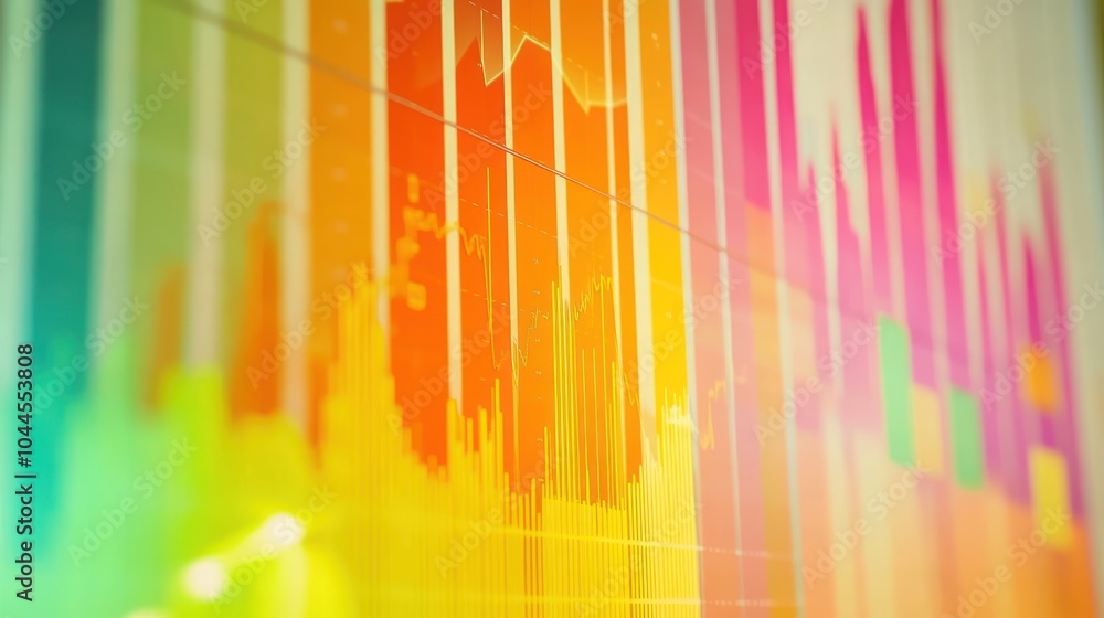 Aufkleber closeup of colorful data visualization charts on a screen.