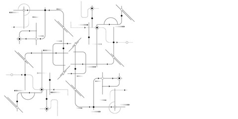 Vector Technology black circuit diagram concept. Abstract technology on white background. High-tech circuit board.