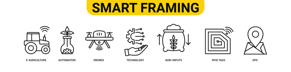 Fototapeta premium Smart farm line icon, smart farming and agriculture icon or sign, vector icon