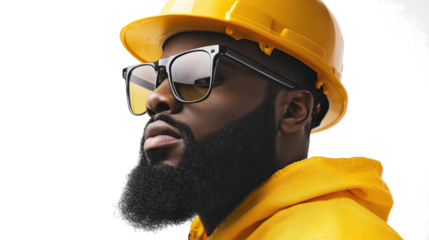 Portraits of Black Male Construction Workers in Safety Gear Generative AI