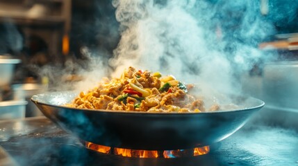 Fusion Cuisine in Modern Kitchen Setting