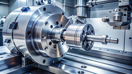 Fototapeta premium Modern cnc lathe three jaw chuck and four jaw chuck