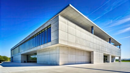 Obraz premium Modern concrete building against clear blue sky background