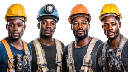Portraits of Black Male Construction Workers Showcasing Teamwork Generative AI