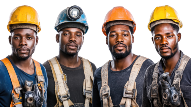 Portraits of Black Male Construction Workers Showcasing Teamwork Generative AI