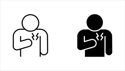 Heart attack linear icon set. Myocardial infarction. Cardiovascular disease. vector illustration on white background