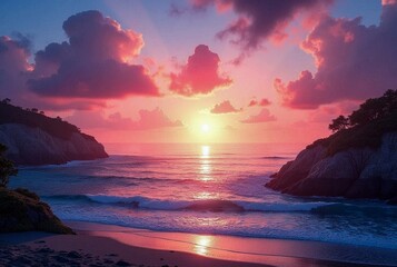 Majestic Sunset Over Cliffside Ocean