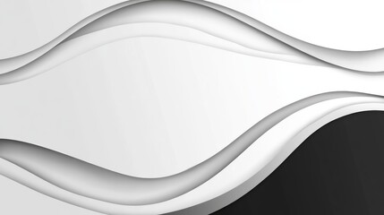 Obraz premium Abstract design featuring flowing waves in black, white, and gray tones for modern aesthetics.