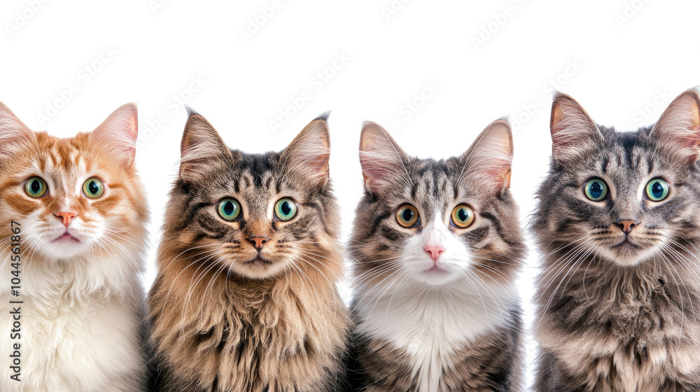 Poster surprised cats with funny expressions in a collection of portraits generative ai