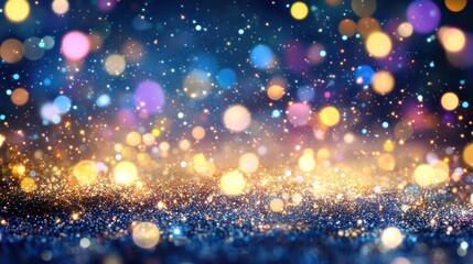 Obraz premium A vibrant background of shimmering lights and bokeh effects, ideal for celebrations.